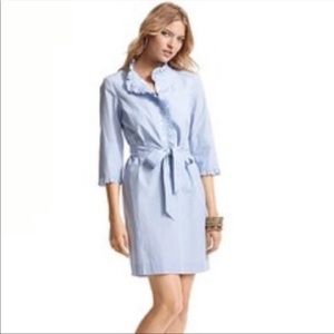 Lilly Pulitzer Brinkley shirt dress in starry blue conductor stripe